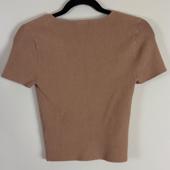 NWT Abercrombie & Fitch Ottoman Square Neck Ribbed Swearer Tee in Tan Size Small - Picture 6 of 6